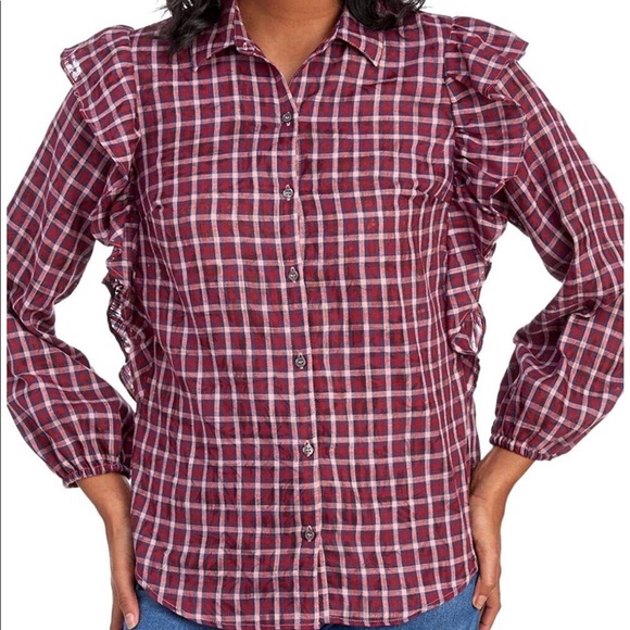 Jessica Simpson Tops - Jessica Simpson Ruffle Plaid Top M NWT